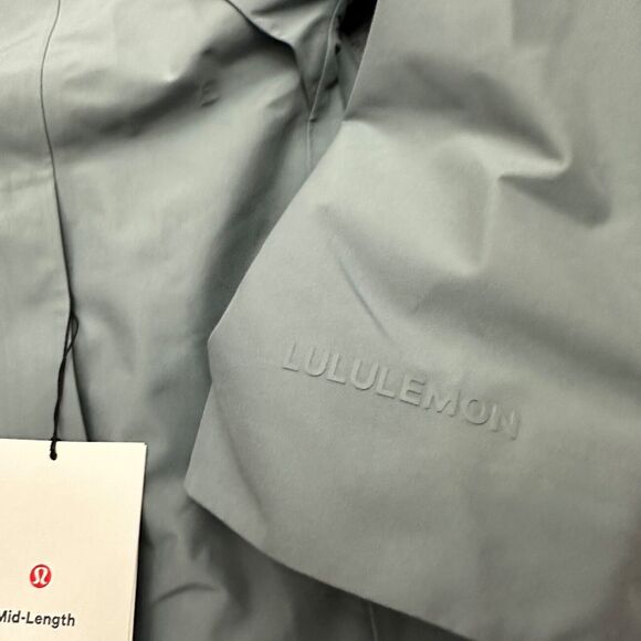 Lululemon Mid-Length Waterproof Rain Coat Jacket BGIB Belgian Blue Gray Size L - Picture 4 of 16